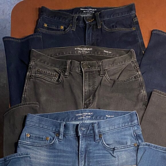 LOT OF 5 PAIRS! Banana Republic Traveler Jeans Men's SLIM 28X32, gorgeous - Picture 10 of 14